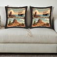 thumbnail image 3 of Set of 2 Decorative Throw Pillow Covers 18x18in - Cowboy Sunset & Ancient Temple Design for Couch Bed Car, 3 of 8