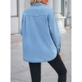 thumbnail image 7 of Women's Casual Button Down Denim Shirt Long Sleeve Boyfriend Oversized Jean Jacket with Pockets Light Blue S, 7 of 7