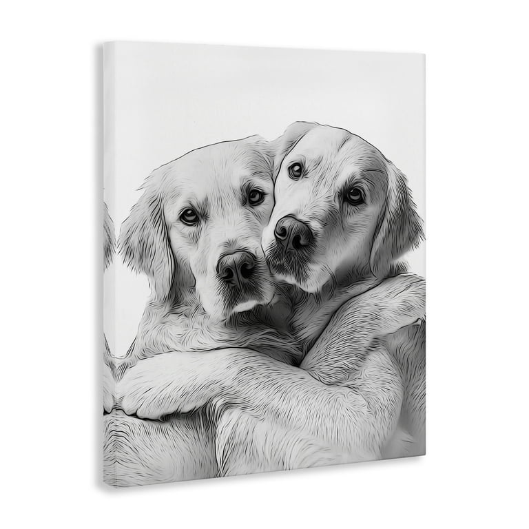 Stupell Industries Two Hugging Dogs Animals Insects Painting