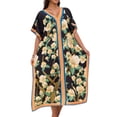 thumbnail image 2 of WTOBBY Women's Floral Cover Up Dress, Colorful Loose Fit Bikini Beach Robe Sun Protective Smock Free Size for Pool Vacation Resort Wear and Swim Cover,Black, 2 of 5