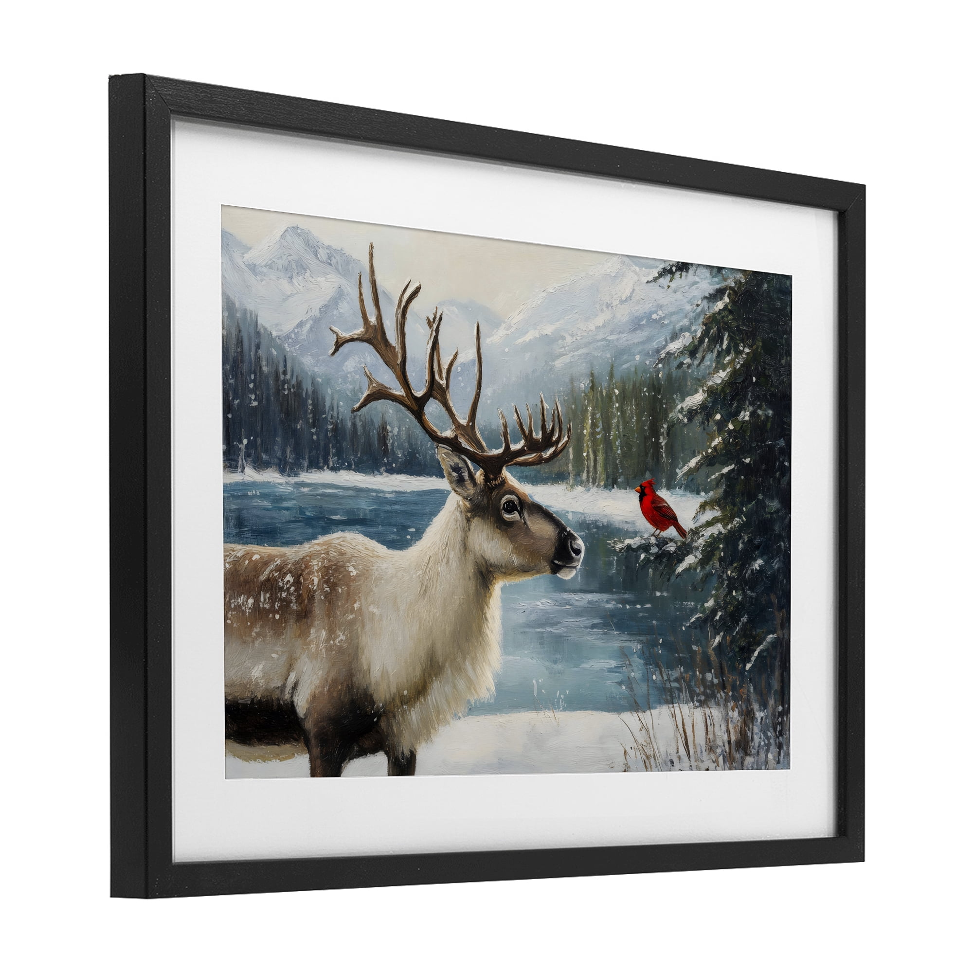 Christmas Conversation In Wild Black Framed Print Under Glass, design by Petal Prints Design