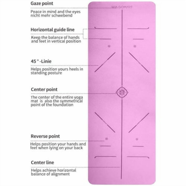 WINGOMART Yoga Mat with Alignment Lines TPE Two Sides Anti-Tear