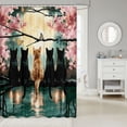 thumbnail image 2 of Manfei Cartoon Cat Shower Curtain 72Wx72L, Tokyo Blossoms Floral Bathroom Curtain, Pink Teal, 2 of 5