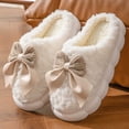 thumbnail image 6 of Daznico Women's Bowknot Slippers - Cozy Plush Winter House Shoes, Non- Indoor Comfort with Soft Lining,Color:Beige,Size:7.5, 6 of 6