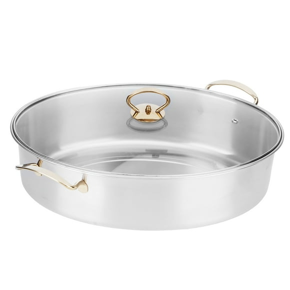 Olla de acero inoxidable, olla de vapor ovalada de gran capacidad de acero inoxidable 304, juego de ollas para cocinar al vapor de primer nivel