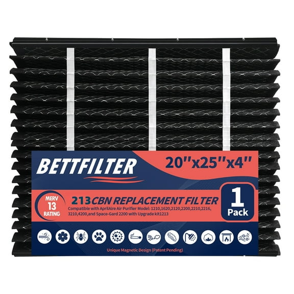 213CBN Replacement Filter,MERV 13 with Carbon,20x25x4,Compatible with AprilAire 1210, 1620, 2120, 2200, 2210, 2216, 3210, 4200, or Space-Gard 2200 with Upgrade Kit 1213 , UV12, UV22 (Pack of 1)