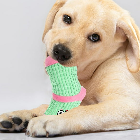 LULULION 2pcs Puppy Chew Toy Plush Pink Entertainment Sock Shaped Dog Toys