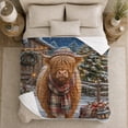 thumbnail image 5 of Festive Highland Cow Winter Christmas Scene, Festive Holiday Scene, Warm Flannel Blanket for Ranch House and Living Room, Art Lovers Christmas Gift, Festive Home Decor, 5 of 9