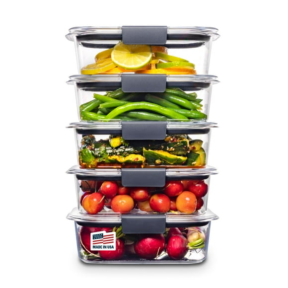 Rubbermaid Brilliance Contenants de Rangement pour Aliments en Plastique Tritan Sans BPA Couvercles Hermétiques Idéaux pour le Dîner Préparation de Repas et Restes Ensemble de 5 (3,2 Tasses)