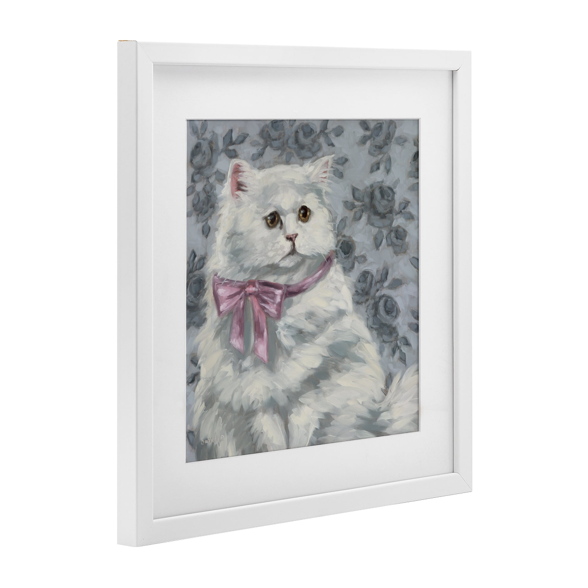 Stupell Industries Coquette Kitty Portrait White Framed Print Under Glass, design by Sara G. Designs