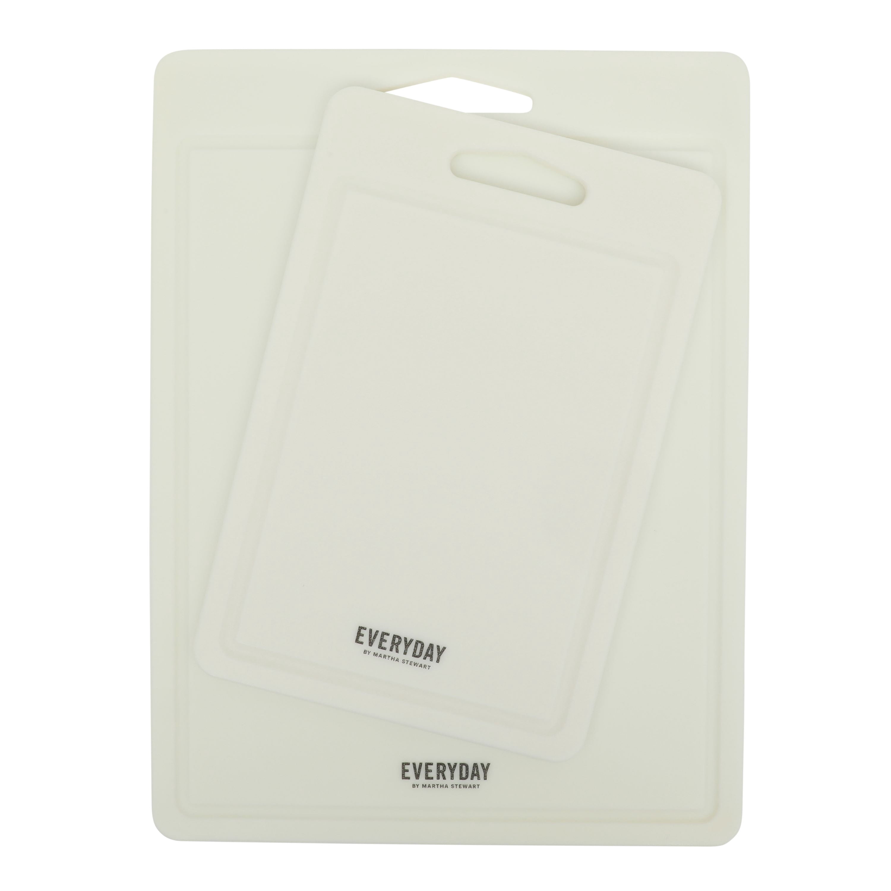 Martha Stewart 2-Piece Plastic Cutting Boards Set for Kitchen, Linen