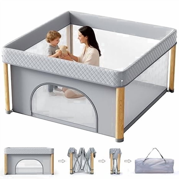 51"x51"x27" One Step Foldable Playpen for Babies Boys & Girls, Large Playard with Storage Bag for Infant Toddler Indoor Outdoor Use
