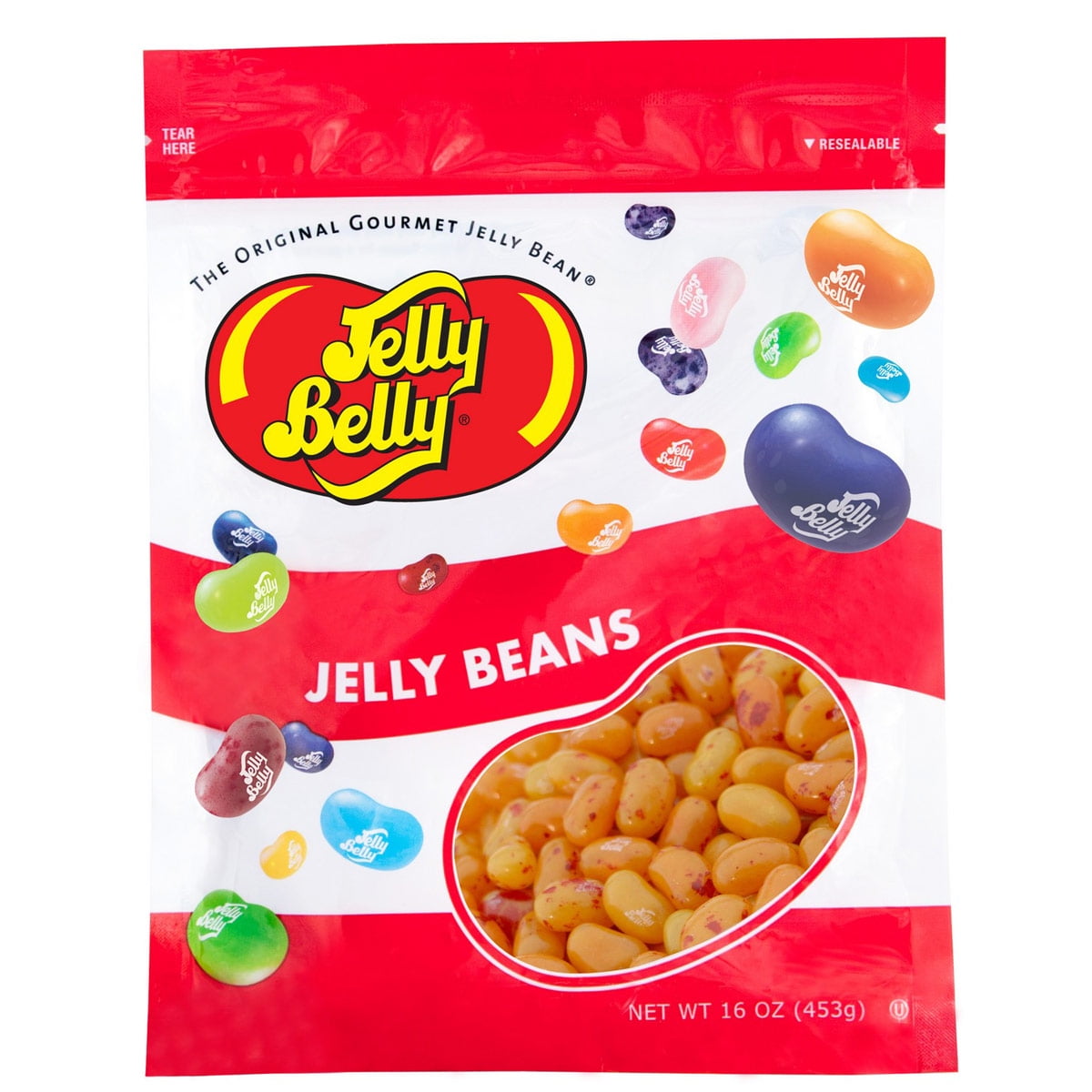 JELLY BELLY Peach Jelly Beans, Genuine, Official, Fresh from the Source, 16 oz (1lb) Resealable Bag