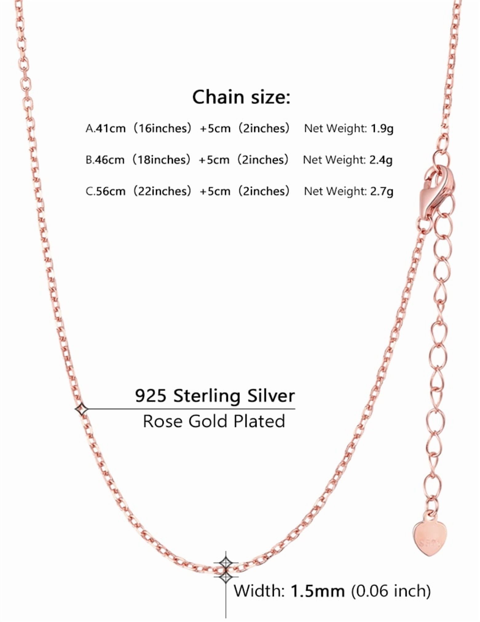 Suplight Silver Chain for Women 925 Sterling Silver Necklace 1.5MM Sturdy Thin Chain for Women Gift