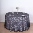 thumbnail image 4 of Efavormart 120" Black Sequin Leaf Embroidered Seamless Tulle Round Tablecloth, Sheer Table Overlay, 4 of 11