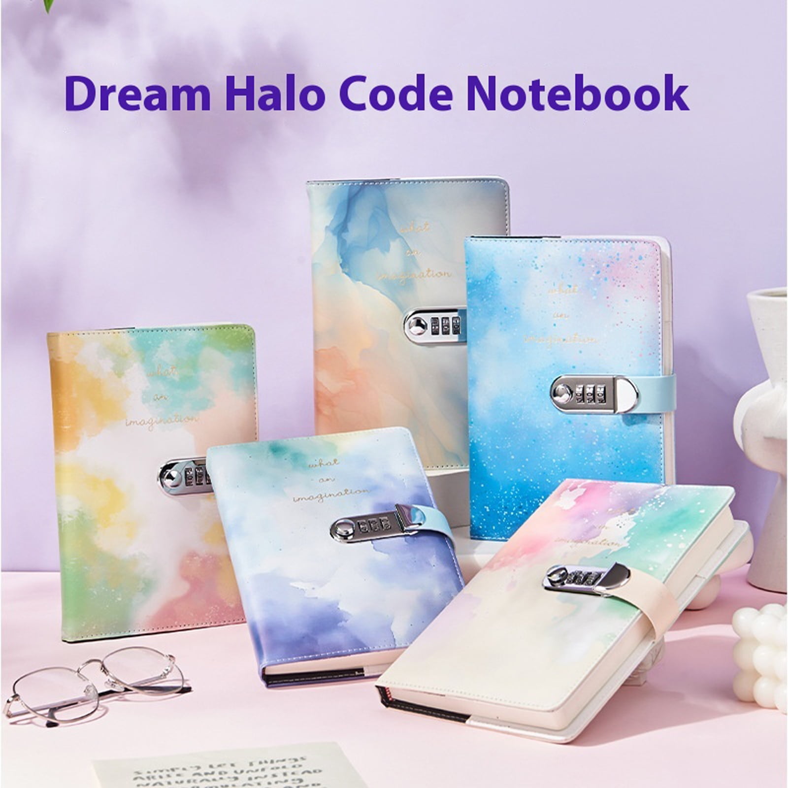 Leather Notebook Travel Journal with Combination Lock for Journaling 145x215mm Password Lined Diary with Pen Holder