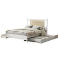 thumbnail image 6 of Queen Size Wooden Rattan Platform Bed, with 2 Big Drawers, T Size Trundle, White, 6 of 19