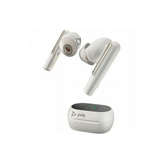 Poly Voyager Free 60  UC Earset - Stereo, Mono - True Wireless - Bluetooth - 9.8 ft - 20 Hz - 20 kHz - Earbud - Binaural - In-ear - Noise Canceling - White Sand