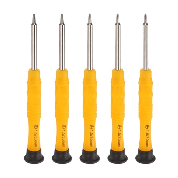 5pcs PH3 Mini Phillips Screwdriver 3mm Shank Magnetic Cross Head 87mm Length for Small Appliances Repairs, Yellow