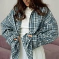 thumbnail image 2 of Towmus Womens Button Down Flannel Shirts Oversized Long Sleeve Plaid Shackets Business Casual Blouse Fall Tops, 2 of 8