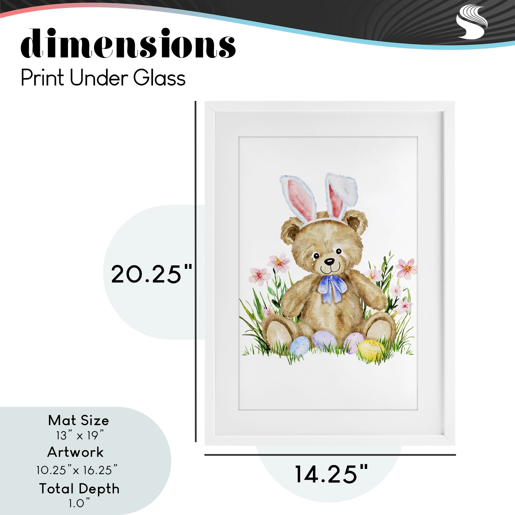 Springy Easter Teddy Bear White Framed Print Under Glass, design by Amy Hall