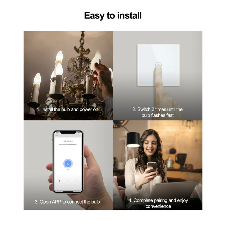 WiFi Smart Bulb,LED Candle Bulb E14 Dimmable Light SmartLife / Tuya Remote  Control Fitting for Alexa Google Home Smart Light Bulb 