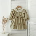 thumbnail image 2 of Kids Elegant Collar Embroidered Floral Dress for Girls with Puff Sleeves and Adjustable Bow Back Detail for Party Wear, 2 of 4