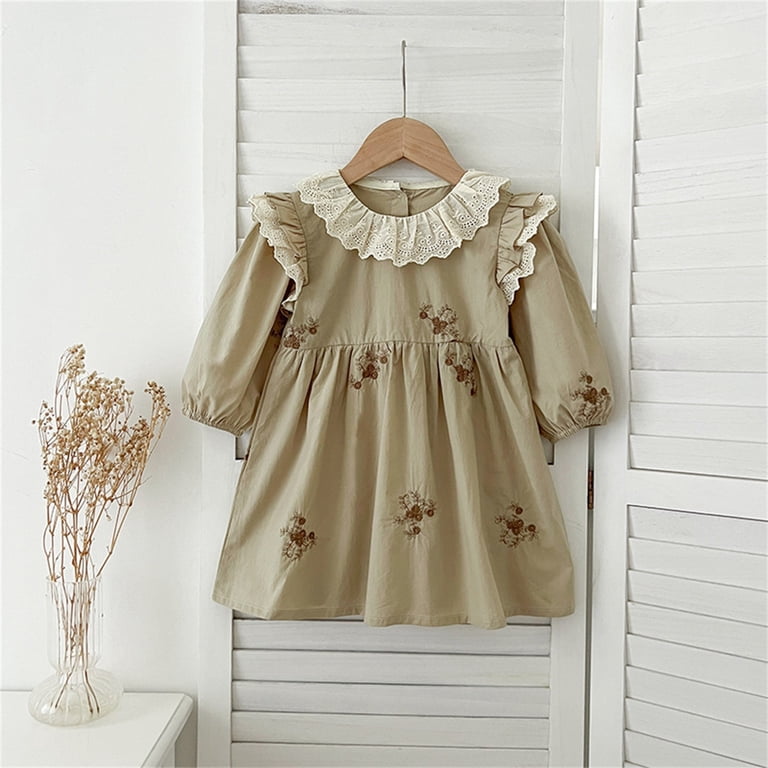 toddler smocked dresses Girls Southern Pima Cotton Flower Dress 8 / Camellia For the best fit V Smocked Dress | Winter