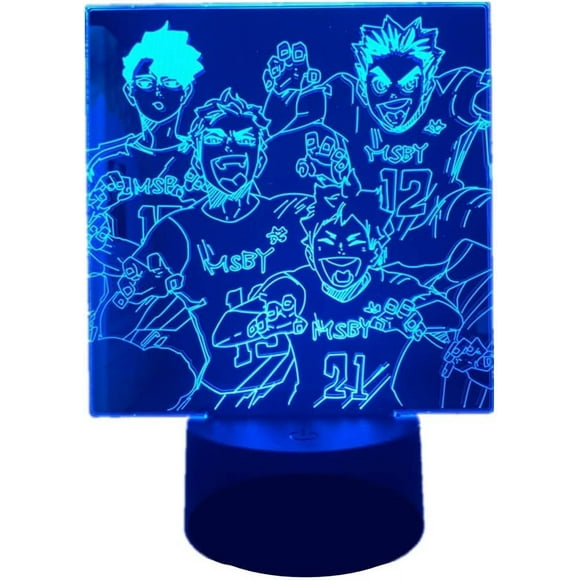 WJ Anime 3D Lamp Kotaro Bokuto and Kuroo Tetsurou Team Cool Led Illusion Night Light RGB 16 Color Kids Room Decor Anime Light with Remote Control