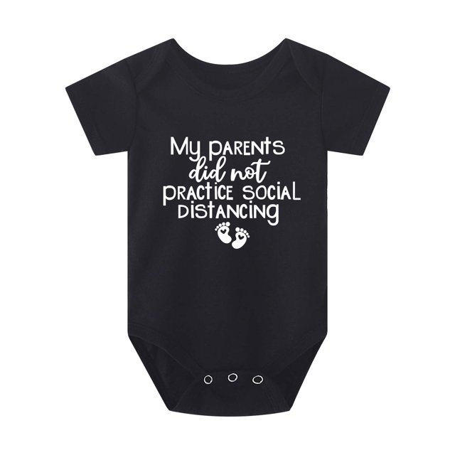 Body De Bebé Canastilla Onesies Para Niños Pequeños Niñas Niños Camiseta De Manga Corta Con Estampado De Letras Mono Mameluco Negro Odeerbi LM103-2235