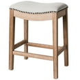 thumbnail image 1 of Maven Lane Adrien Saddle Counter Stool in Weathered Oak Finish w/ Sand Color Fabric Upholstery, 1 of 6
