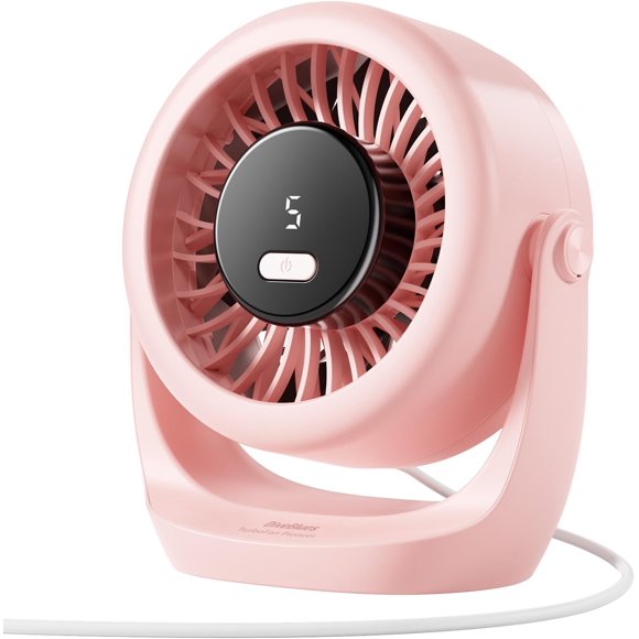 shiyou-USB Desk Turbo Fan, Ultra-Quiet Mini Desk Fan, Powerful Wind, LED Display, 5 Speed, 360° Rotating Small Portable Fan for Home, Office and Outdoor Cool Tech Gadgets - TurboBreeze