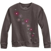 Angle View: Girls' Glitter Fleece Crew Sweatshirt