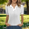 thumbnail image 3 of Posijego Womens Summer Tops Polka Dot Print Short Sleeve T-Shirts Collared Golf Tennis Shirts Casual Dressy Blouses for Ladies, 3 of 5