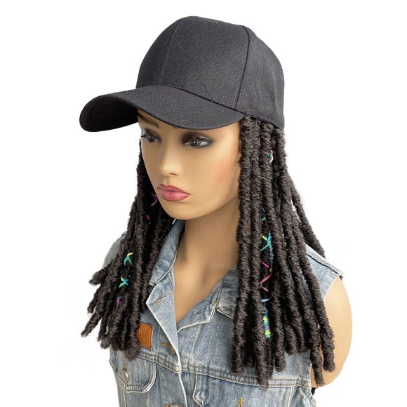 Woeilo Baseball Braided Hat Wigs Cap Wig Braids Crochet Twist Dreadlocks Straight Synthetic Hair Wig for Women Black