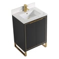 thumbnail image 3 of Fine Fixtures Opulence Collection 24 in. W x 18 in. D x 33 in. H Bathroom Vanity in Black Matte with White Carrara Sintered Stone Sink - Satin Brass hardware, 3 of 8