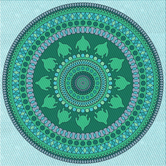 Ahgly Company Indoor Square Patterned Turquoise Green Area Rugs, 6' Square