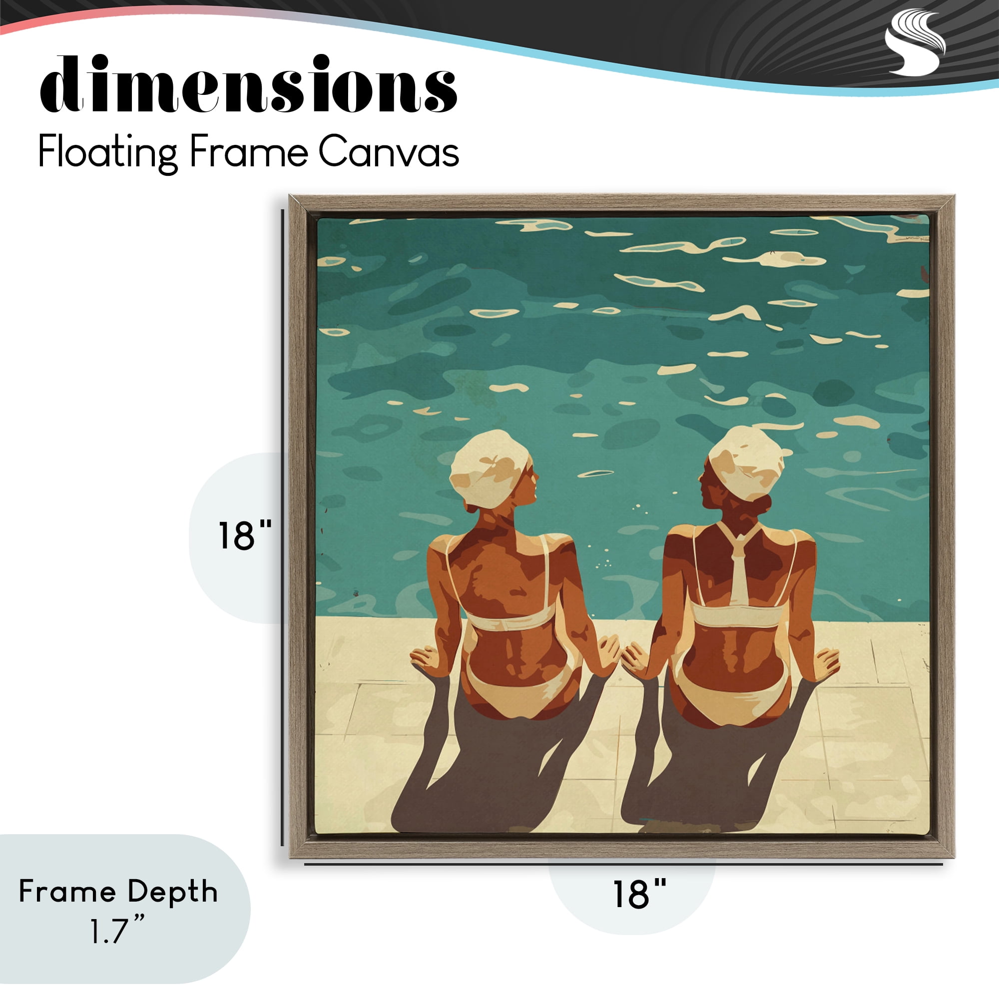 Stupell Industries Swimmer Friends Duo Brown Framed Floater Canvas Wall Art, design by Layla Oz
