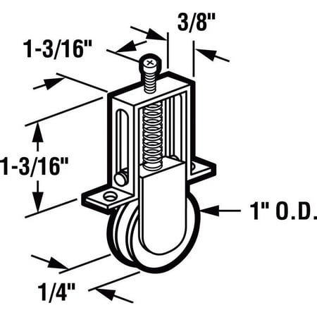 1PK Prime-Line 1 in. Dia. x 1/4 in. L Aluminum/Steel Roller Assembly 2 pk