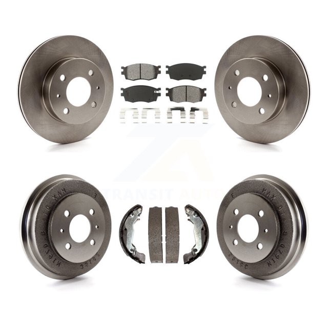 Transit Auto Front Rear Disc Brake Rotors Semi-Metallic Pads and Drum Kit for Car 2006 Hyundai Accent Hatchback To 09 30 05 K8S-103277