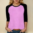 thumbnail image 2 of zaveiop Women's Color Block 3/4 Raglan Sleeves T-Shirt Loose Crew Neck Casual Tops Trendy Basic Pullover Casual Outfits 2025 (Light Purple, S), 2 of 6