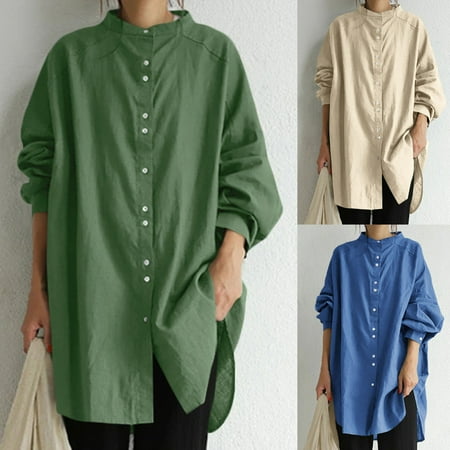 

LEPAI Solid Color Long Sleeve Women Shirt Single Breasted Buttons Cuff O-Neck Long Shirt Ladies Clothing