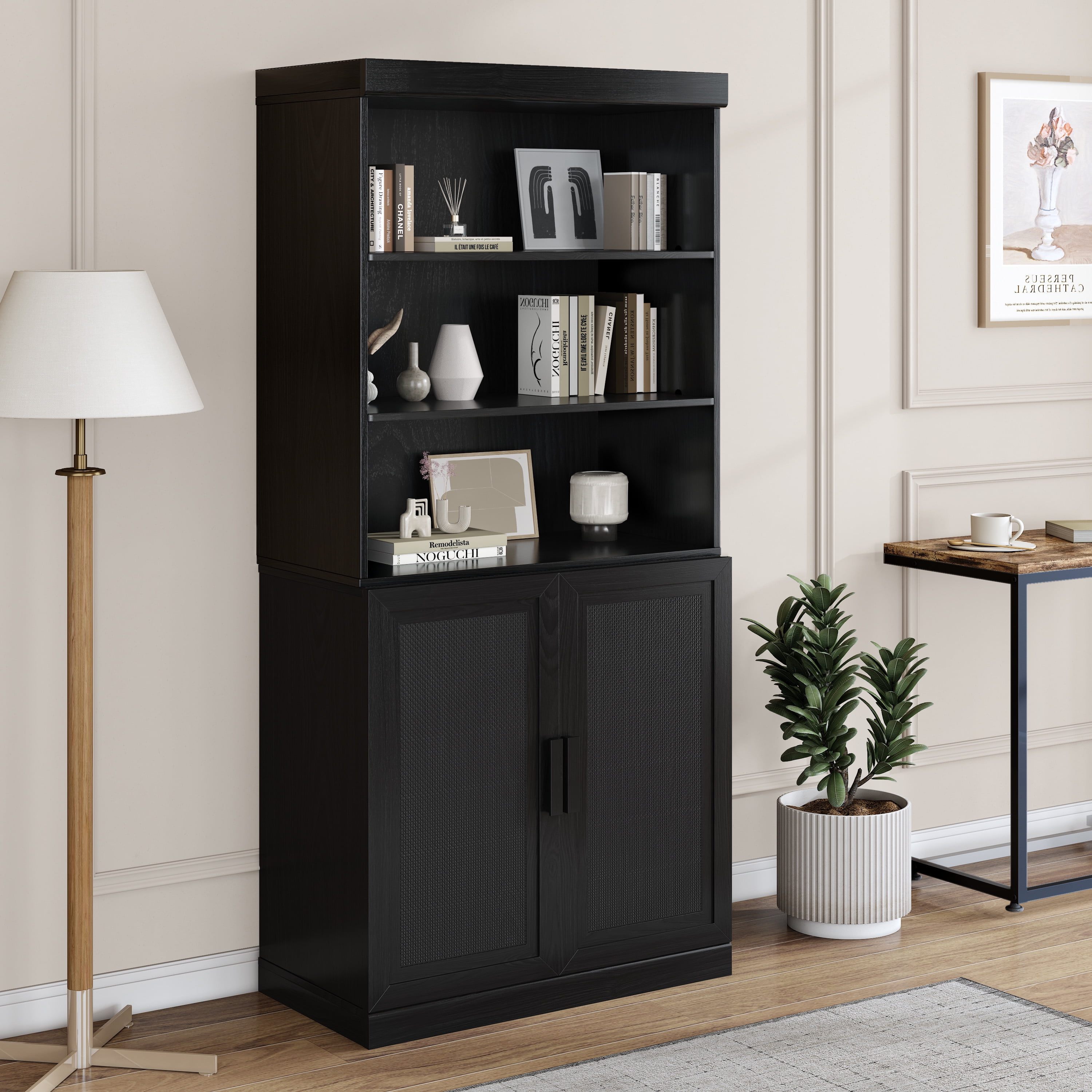 MAYEERTY Entryway Storage Cabinet Set of 2 Wood Accent Cabinet for Living Room,Black