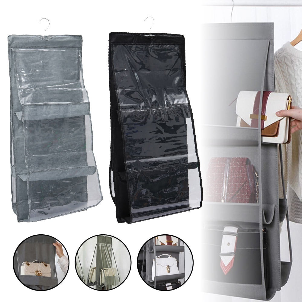 Willstar 6 Pocket Hanging Handbag Organizer for Wardrobe Closet Transparent Storage Bag Door ...