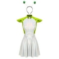 thumbnail image 3 of LiiYii Ensemble de Costume d'Astronaute pour Femmes, Robe Mini Évasée à Manches Courtes avec Cheveux, Vert, 3 of 8