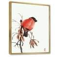 thumbnail image 3 of Designart 'Red Bullfinch Bird Sitting On A Branch' Traditional Framed Canvas Wall Art Print, 3 of 5