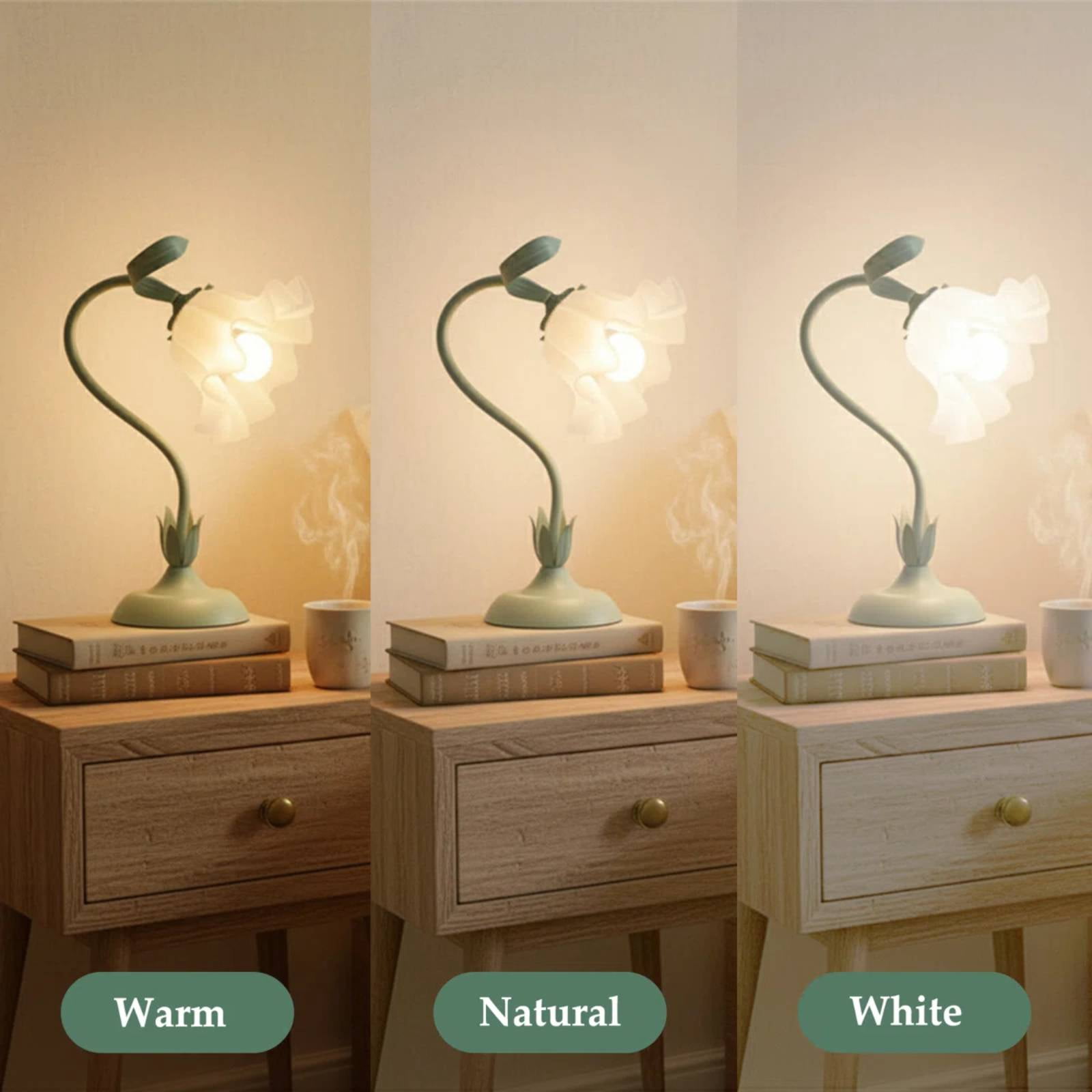Floral Table Lamp with Adjustable Gooseneck, 3 Color Temperatures Bedside Lamp, E26 Base for Bedroom