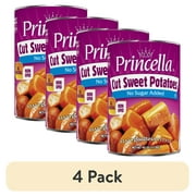 (4 pack) Princella Canned Cut Sweet Potatoes, No Sugar Added, 40 oz