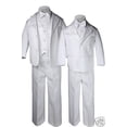 thumbnail image 1 of Baby Toddler Kid Boy Formal Baptism Paisley Christening White 5pc Tuxedo Suit, 1 of 1