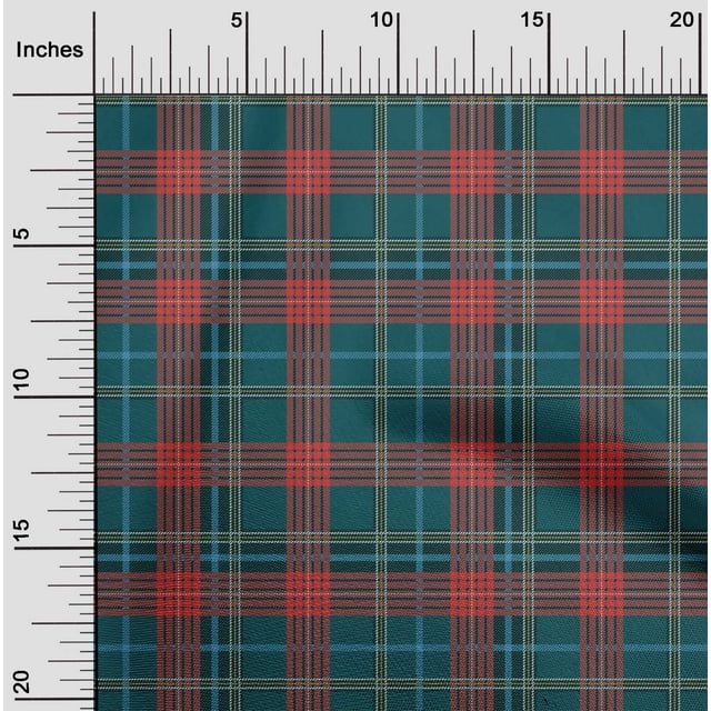 oneOone Silk Tabby Fabric Tartan Check Printed Fabric 1 Yard 42 Inch Wide